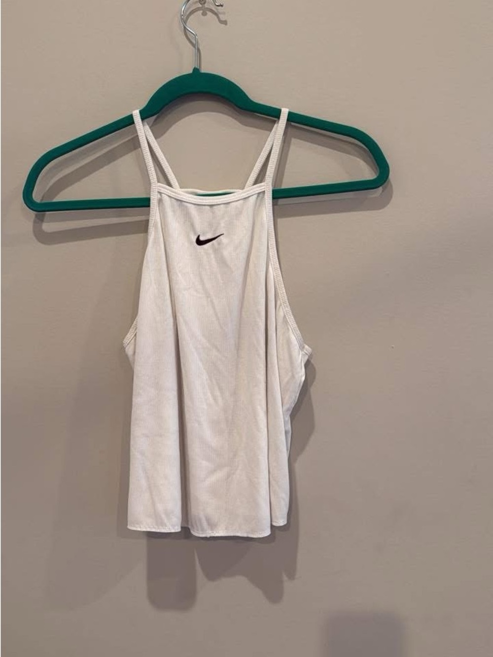 Nike White Ribbed High-Neck Double-Strap Tank